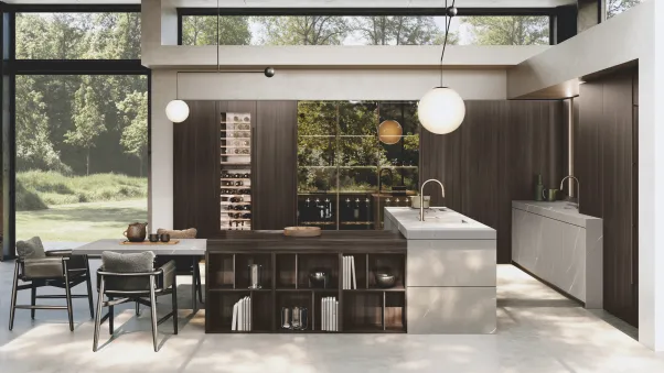 Cucina Design con isola e penisola Bluna Gres di Binova