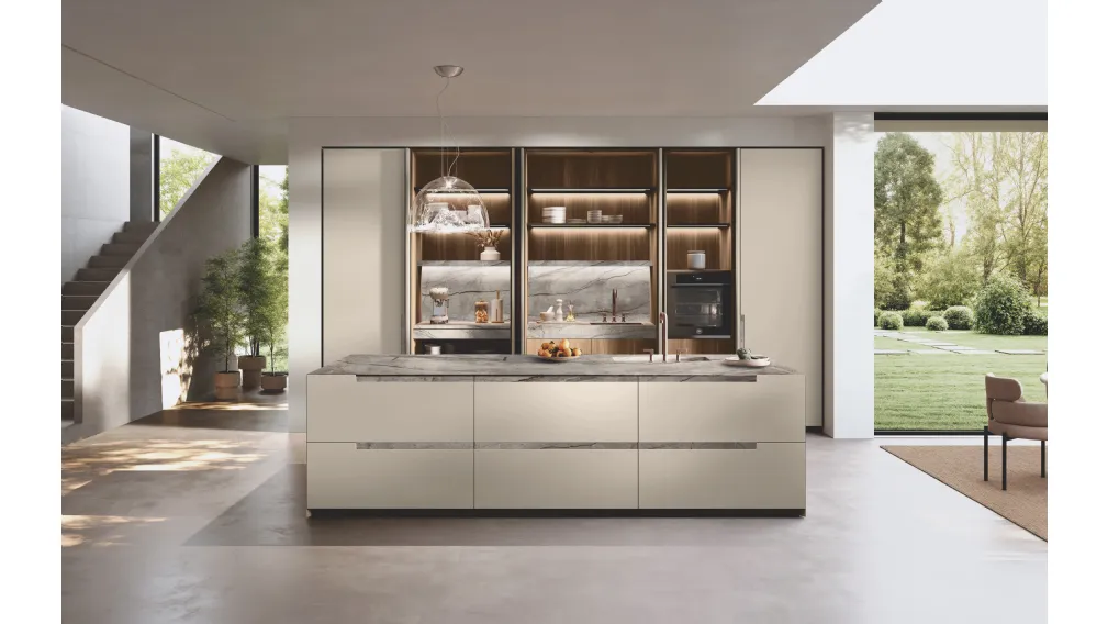 Cucina Design con isola Bluna Maniglia Stone di Binova