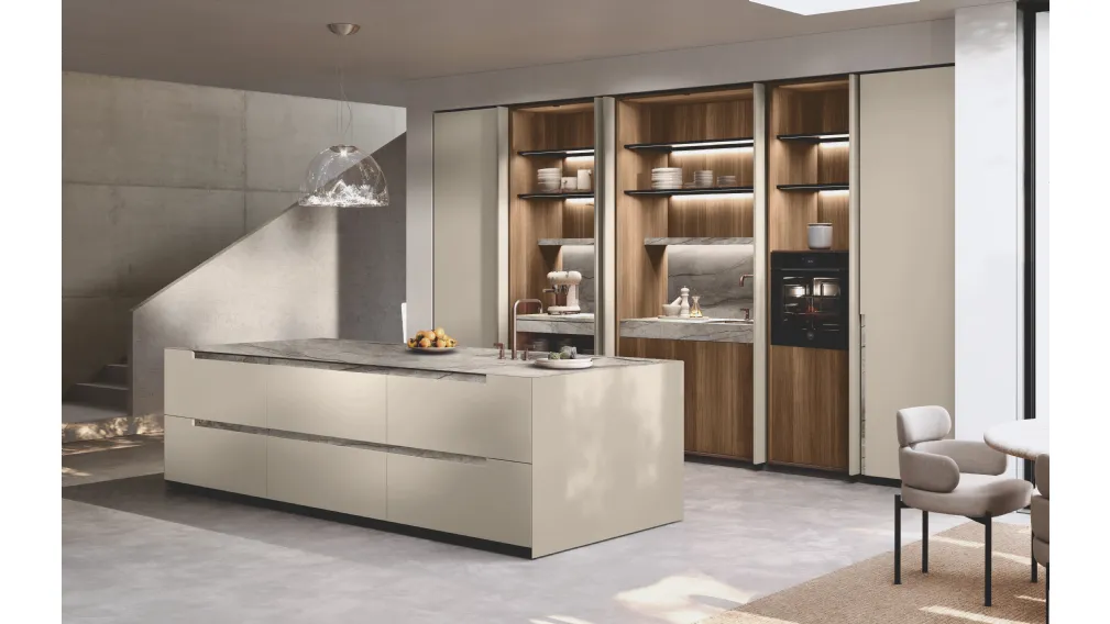 Cucina Design con isola Bluna Maniglia Stone di Binova