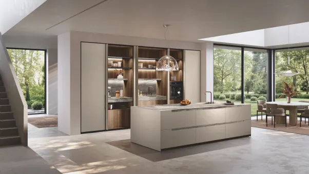 Cucina Design con isola Bluna Maniglia Stone di Binova