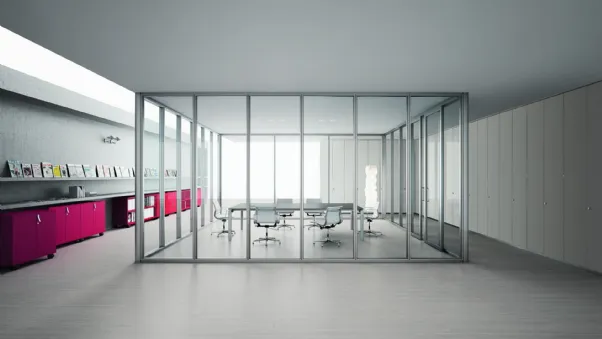 Parete divisoria Sealed in vetro con telaio in alluminio di Citterio Office