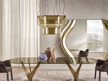 Specchio Magnifico con cornice oin vetro curvato di Fiam