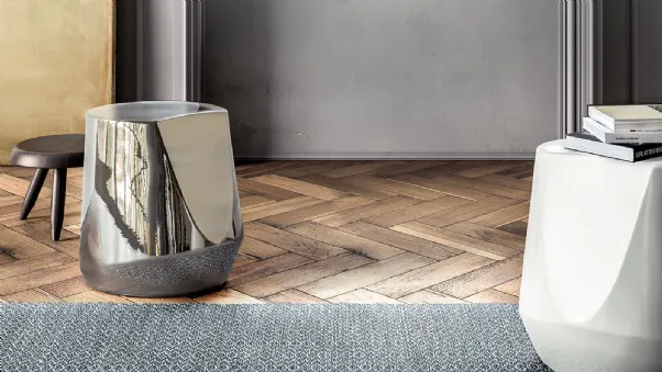 Tavolino di design Haik in ceramica ipergress Argento di Pianca