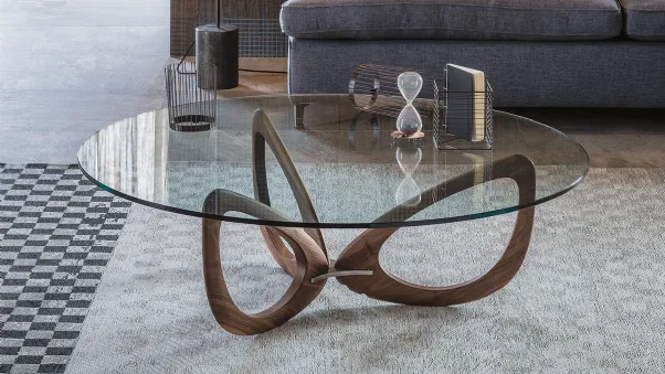 Tavolino in vetro con base in legno Helix di Cattelan Italia