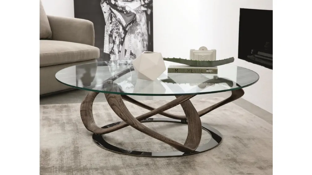 Tavolino di design in legno e vetro Infinity di Porada