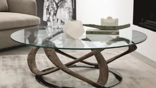 Tavolino di design in legno e vetro Infinity di Porada