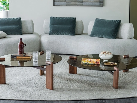 Tavolino Lagoon in vetro e legno di Cattelan Italia