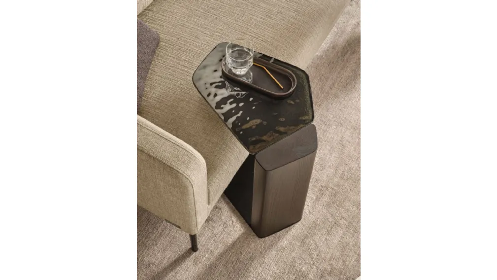 Tavolino in vetro e legno massello Stone di Fiam