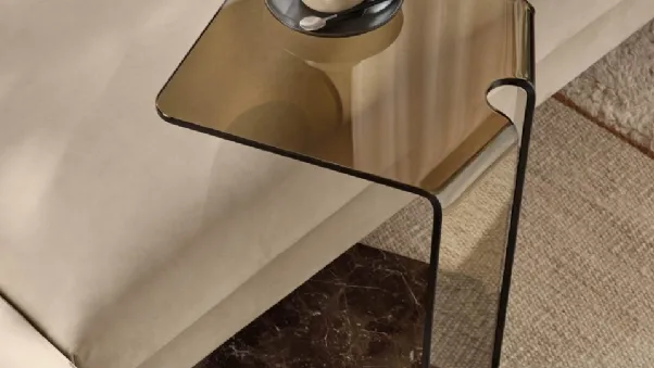 Tavolino in vetro con base in marmo York di Fiam