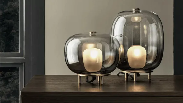 Lampada Blow da tavolo in vetro con base in ottone di Bontempi