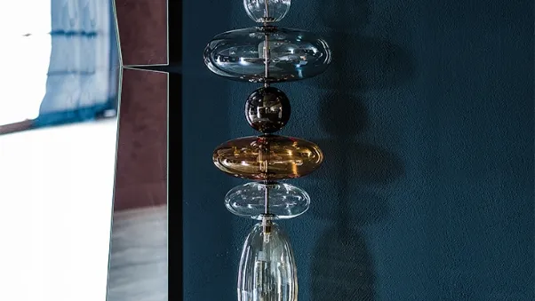 Lampada a sospensione Baban in vetro borosilicato trasparente, fumé e arancione di Cattelan Italia