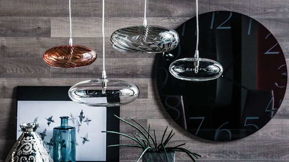Lampada a sospensione in vetro borosilicato trasparente Lim di Cattelan Italia