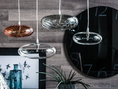 Lampada a sospensione in vetro borosilicato trasparente Lim di Cattelan Italia