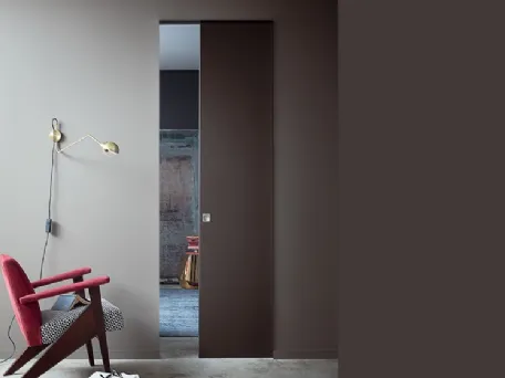 Porta Scorrevole interna in laccato opaco marrone moderna e semplice di Lualdi