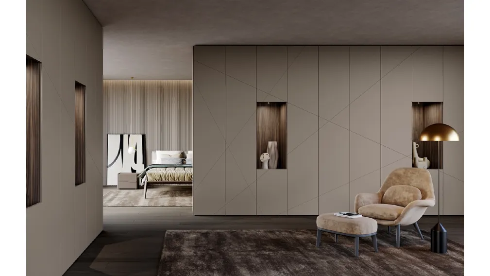 Armadio Decor Shanghai con ante battenti in laccato Nocciola di Olivieri