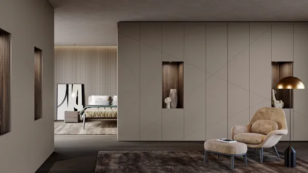 Armadio Decor Shanghai con ante battenti in laccato Nocciola di Olivieri