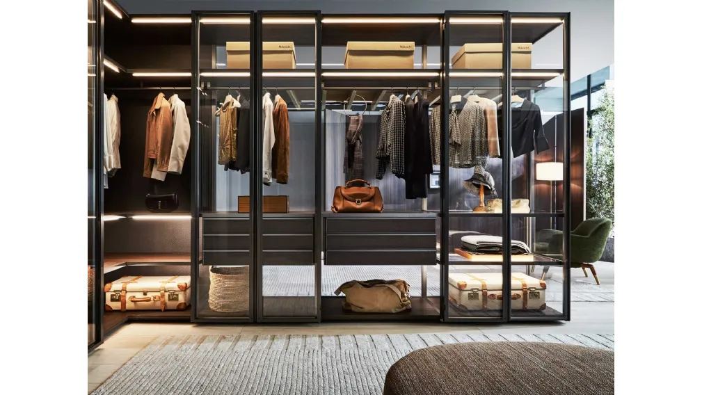 Armadio con ante battenti in vetro Gliss Master Glass di Molteni & C