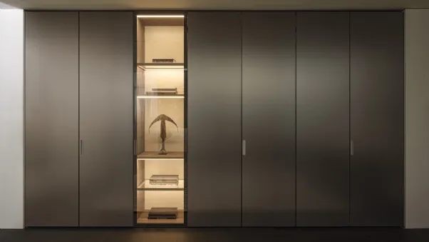 Armadio con ante battenti Gliss Master Linear Doors in vetro acidato di Molteni & C