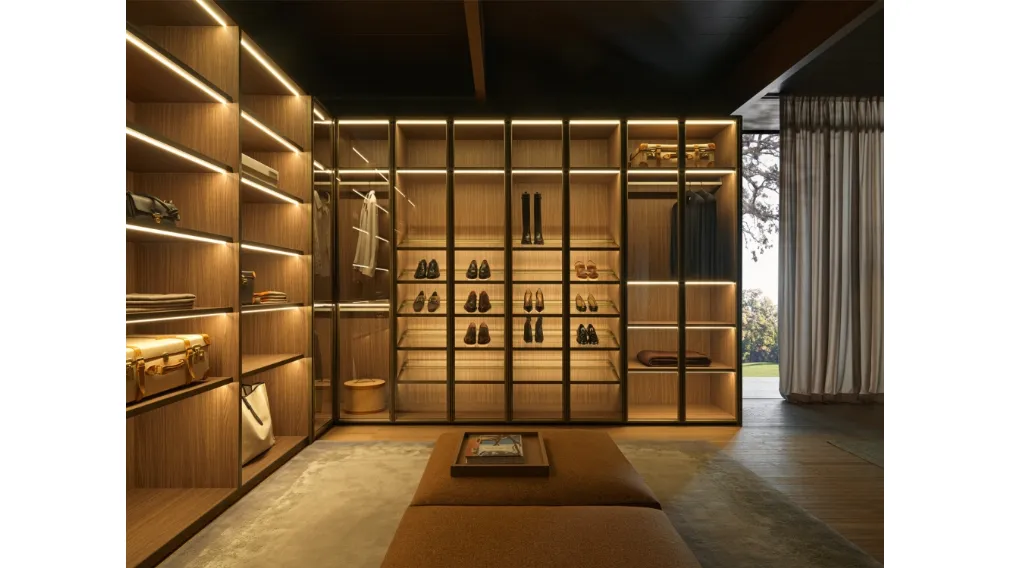 Cabina Armadio di design Gliss Master in vetro e legno di Molteni&C