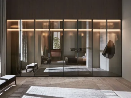 Cabina Armadio con ante battenti in vetro specchiato Gliss Master Window di Molteni&C