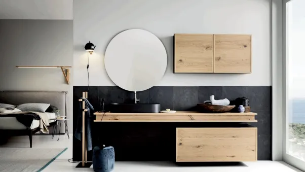 Mobile da Bagno sospeso di design in legno Teddy 03 di Alta Corte