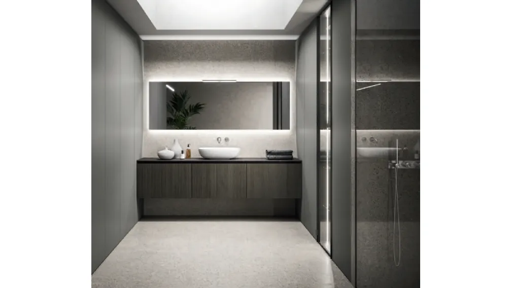 Mobile da Bagno per lavanderia Modo Laundry 15 in Rovere Savana e laccato opaco di Altamarea
