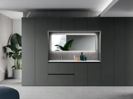 Mobile da Bagno per lavanderia Modo Laundry 17 in laccato tecnomatt Fumo di Altamarea