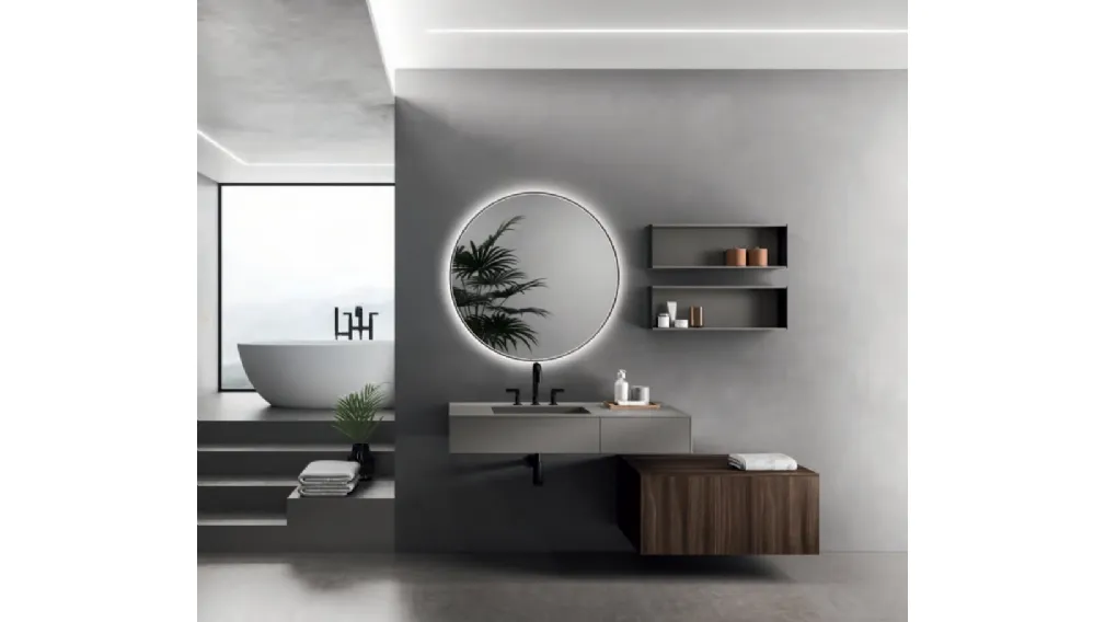 Mobile da Bagno Modo Project 07 in impiallacciato Rovere e laccato opaco di Altamarea