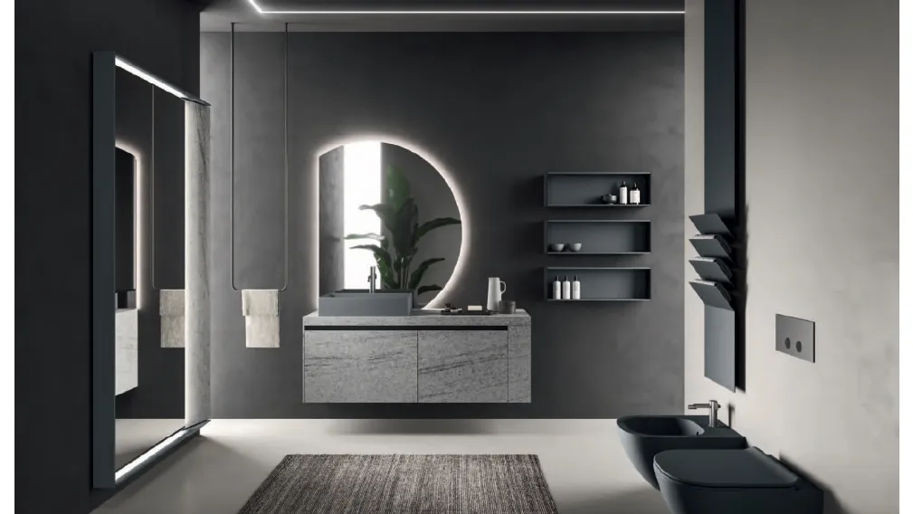 Mobile da Bagno Modo Project 11 in laminato Pietra Lavica di Altamarea