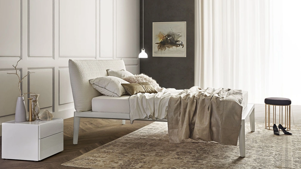 Letto con testiera Andrea Rovere Bianco di Olivieri