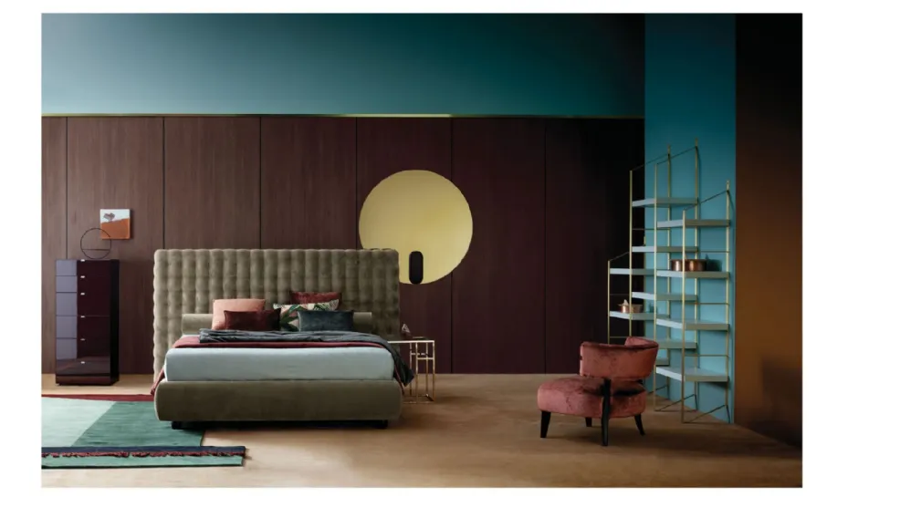 Letto in tessuto con testiera trapuntata Chocolat di Twils