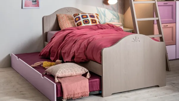 Letto singolo in legno massello con secondo letto estraibile Edonè di Callesella