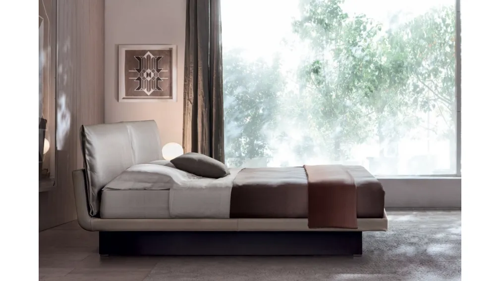 Letto moderno in pelle con box contenitore Honey di Molteni&C