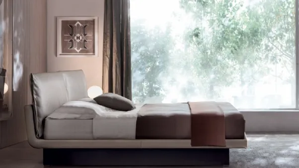 Letto moderno in pelle con box contenitore Honey di Molteni&C