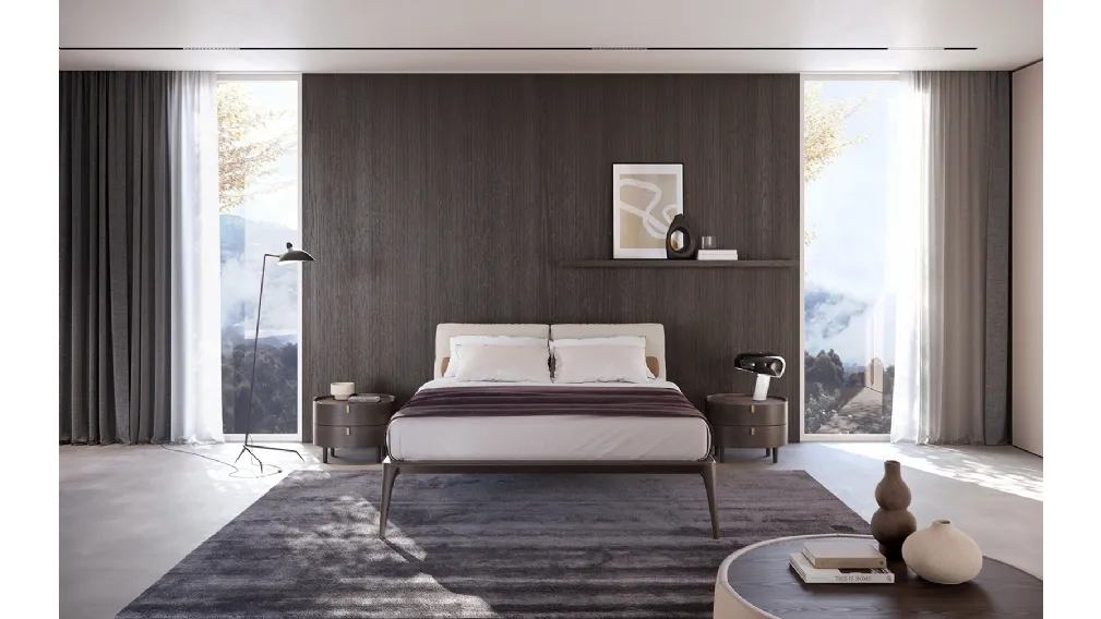 Letto Kalè Rovere Carbon con cuscini imbottiti di Olivieri