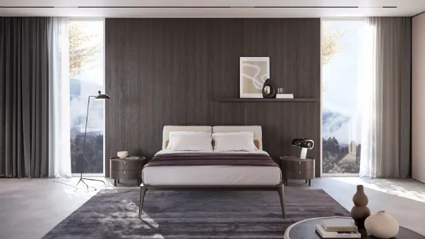 Letto Kalè Rovere Carbon con cuscini imbottiti di Olivieri