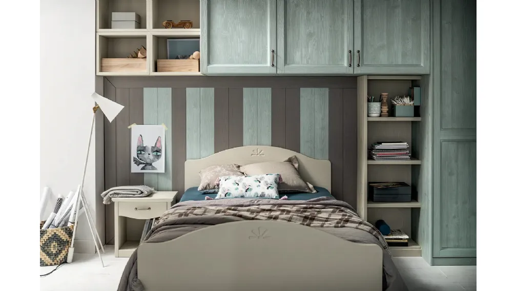 Letto ad una piazza e mezza in legno laccato Luna di Callesella