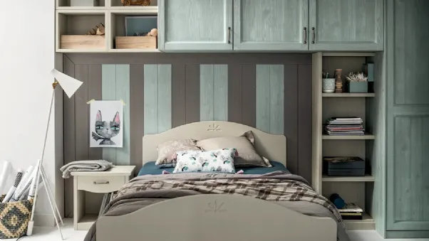 Letto ad una piazza e mezza in legno laccato Luna di Callesella