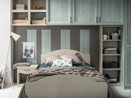 Letto ad una piazza e mezza in legno laccato Luna di Callesella