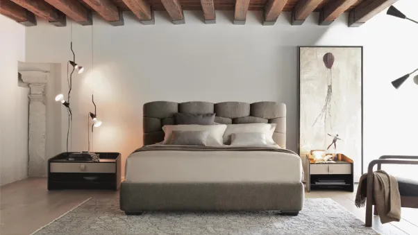 Letto in tessuto con testiera classica intrecciata completamente sfoderabile Majal di Flou