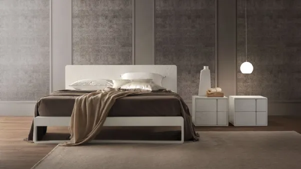 Letto Martin laccato Lino Opaco finitura testata oleomalta decorazione Pizzo di Olivieri