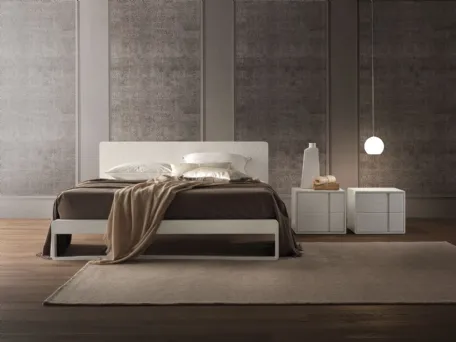Letto Martin laccato Lino Opaco finitura testata oleomalta decorazione Pizzo di Olivieri