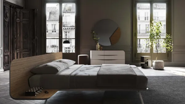 Letto con testiera in legno No-vo Quercia di Voltan