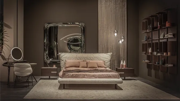 Letto di design Pascal in pelle e tessuto di Cattelan Italia