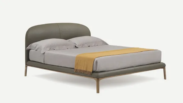 Letto in pelle con testiera imbottita Rada di Pianca
