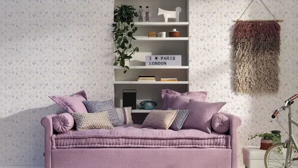 Daybed singolo Camelia Mod 31in tessuto con letto estraibile di Twils