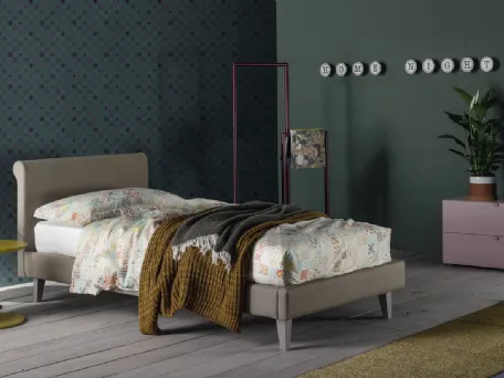 Letto Singolo in tessuto con testiera Camelia Mod 30 di Twils