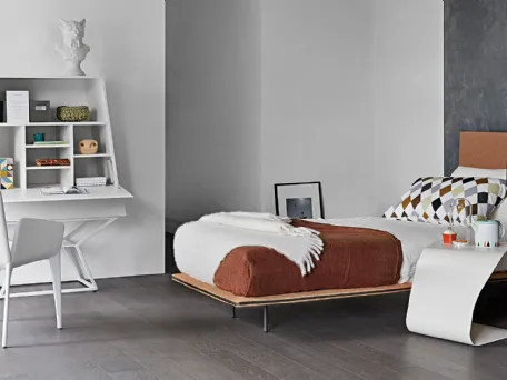 Letto singolo Thin in tessuto con testiera dal design minimale di Bonaldo