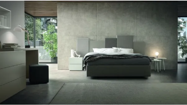 Letto matrimoniale in legno Sommier con Boiserie imbottita di Morassutti