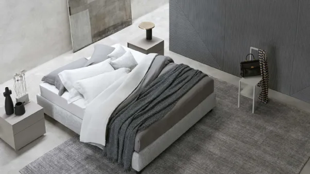 Letto in tessuto Sommier semplice e versatile con contenitore di Flou